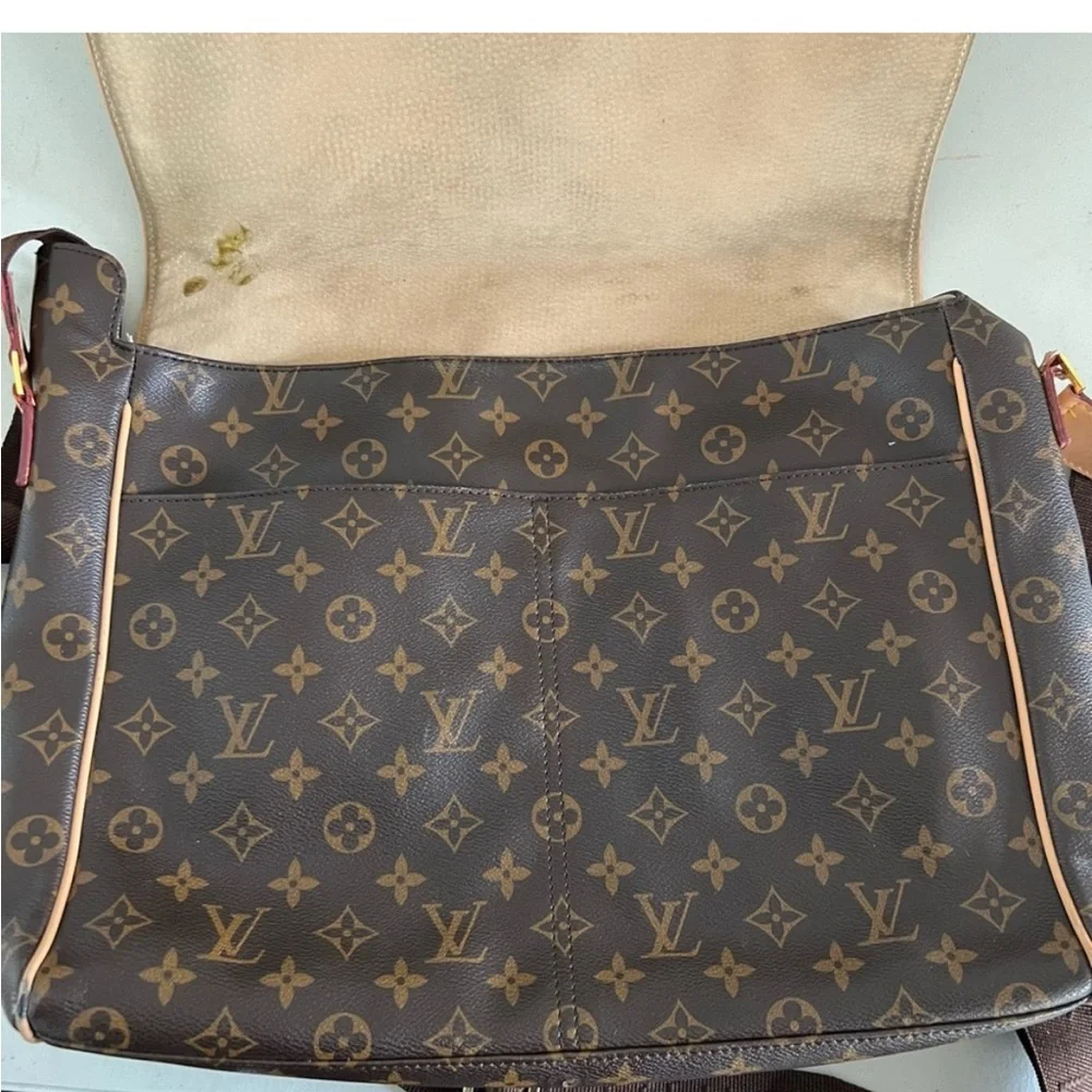 Louis Vuitton Brown Monogram Messenger Bag with Gold Hardware